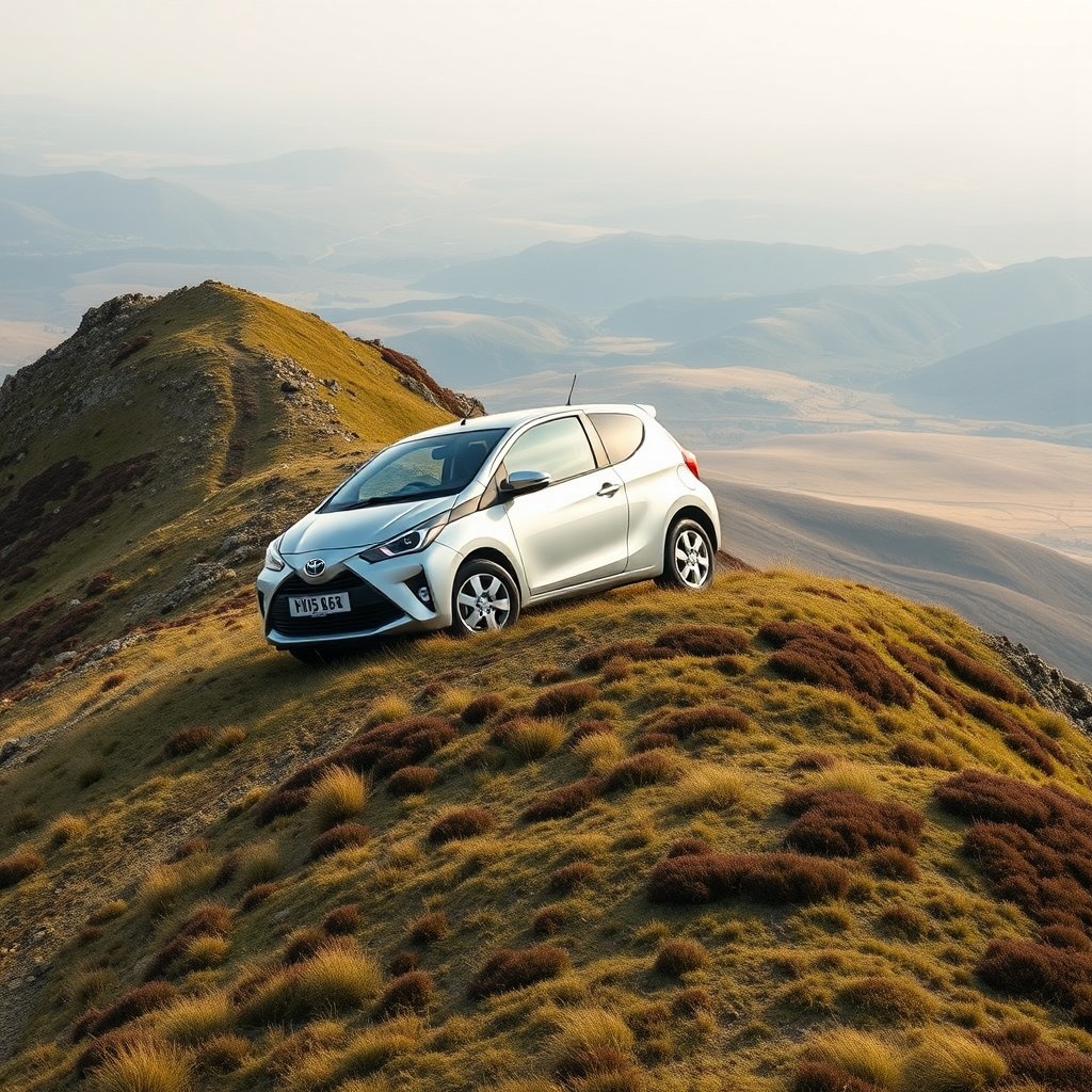 Hikers left speechless by forgotten car perched on mountain slope